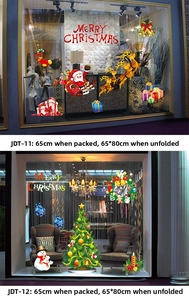 Détails des autocollants électrostatiques de Noël Père Noël et bonhomme de neige 65x80cm
