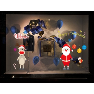 Autocollants De Fenêtre De Noël Statiques PVC Sans Colle Amovibles Père Noël Renne Bonhomme De Neige Décalcomanies