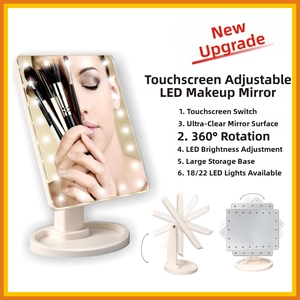 Detail of LED makeup mirror with 360 rotation and touch control dimming functionality