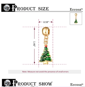 Detail view of green enamel Christmas tree charm with size 1.46 by 0.59 inches