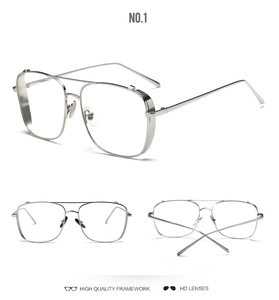 Three-angle view of silver oversized metal aviator frames with high-definition lenses