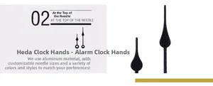 Aiguilles d'horloge en aluminium personnalisables en plusieurs couleurs et formes