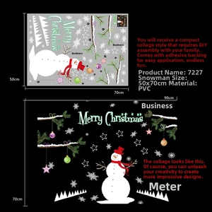 Detail view of PVC Christmas snowman wall sticker sheets and DIY layout dimensions