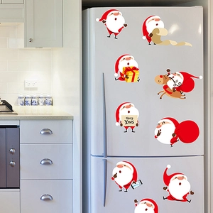 Festive Christmas Santa Claus magnetic stickers set for refrigerator and glass decor