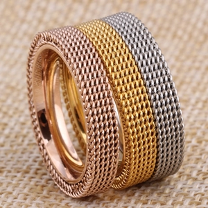 Stainless Steel Mesh Ring Woven Hollow Band Jewelry For Men Women Fashion Modern Commuting Accessory