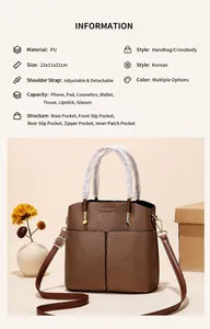 Detailed size specifications for minimalist brown PU leather crossbody handbag