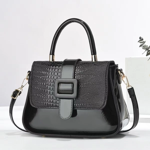 Handbag Glossy Crocodile Pattern PU Leather Square Buckle Crossbody Bag With Top Handle Fashion For Women