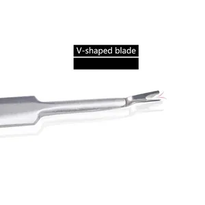 Polished stainless steel V-shaped cuticle trimmer nail tool with sharp metal blade