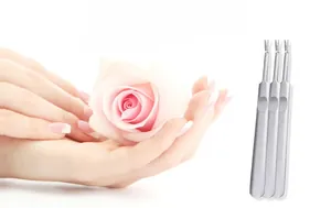 Three-piece stainless steel nail cuticle forks with V-shaped silver metal blades for manicure