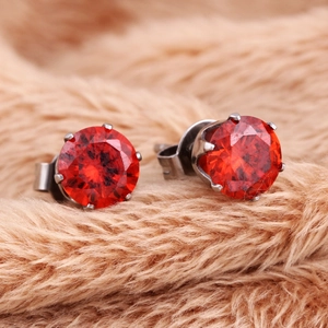Minimalist 304 Stainless Steel Zirconia Stud Earrings For Women Men Simple Round Geometric Colorful Versatile Jewelry Accessory