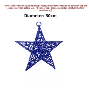 Detail of 30cm blue glitter five-pointed star iron hanging decoration for Christmas