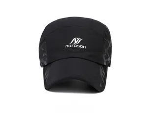 Front view of black Narason sports baseball cap with embroidered logo and wide brim detail