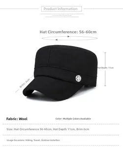 Detail of black wool cadet cap featuring a silver star emblem and thick cotton lining