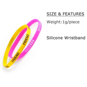 Success and Friend printed candy color silicone sports wristbands made of elastic rubber