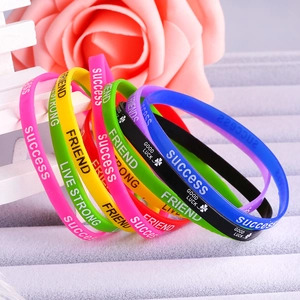 Colorful silicone sports wristbands set with inspirational quotes in bright candy colors
