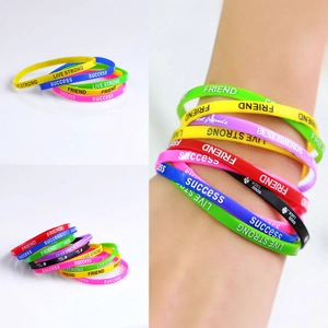 Colorful Silicone Wristbands Printed Inspirational Letter Soft Elastic Rubber Bracelets Sporty Fashion Jewelry For Unisex