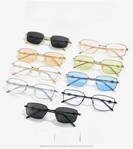 Detailed close-up of square sunglasses collection with diverse lens colors and star motifs