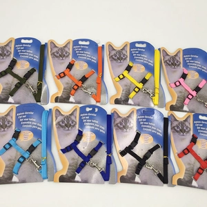 Adjustable nylon cat harness and leash set available in eight vibrant colors for kittens