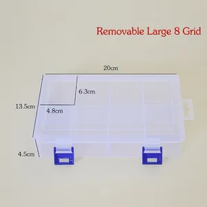 Large Transparent Plastic Storage Box With Adjustable Dividers Hardware Tools Organizer Box Eight Grid Parts Case Jewelry Beads Storage Container