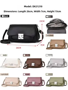 Detailed dimension chart showing 26x7x15cm size for the litchi pattern leather crossbody bag