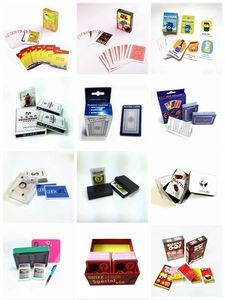 Variety of educational flash cards and board games in assorted packaging boxes