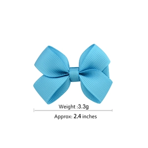 Light blue 2.4 inch twisted ribbon bow hair clip for children with 3.3g lightweight design