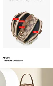 Detail view of mini backpack with multi-layer storage for phone and cosmetics