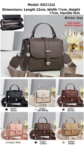 Detailed dimension chart for litchi pattern handbag showing size 22x11x17cm and 7 colors