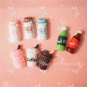Miniature resin milk bottles and coffee cups DIY craft accessories for phone case