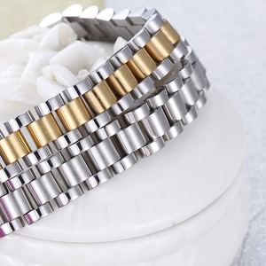 Men's titanium steel bracelet with classic silver and gold watch strap link design