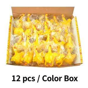 Funny squishy chicken keychain set of 12 in a box for stress relief and prank fun