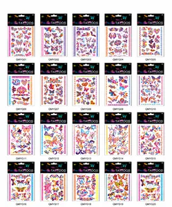 Catalogue de 20 tatouages temporaires fluorescents aux motifs papillons et fleurs