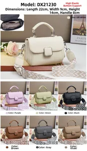 Detailed size dimensions and seven color options for the lychee texture shoulder bag