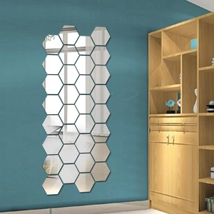 Hexagon Mirror Wall Stickers DIY Acrylic Self Adhesive 3D Removable Decorative Decals For Living Room Bedroom Home Decor