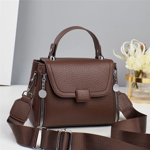 Women Crossbody Handbag PU Lychee Leather Top Handle Bag With Wide Adjustable Shoulder Strap Casual Daily Fashion