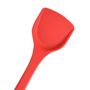Food grade red silicone spatula with ergonomic handle for non-stick cookware