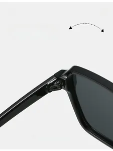 Detail showing the durable metal texture hinge and screw reinforcement on square sunglasses