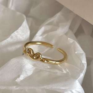 Minimalist 925 sterling silver heart open ring with lava gold finish and micro gemstone