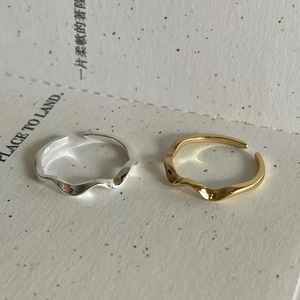 Minimalist S925 sterling silver wavy open rings in gold and silver finishes