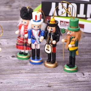 Set of four 13cm wooden nutcracker soldiers featuring unique international folk costumes