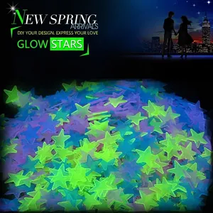 Luminous star wall stickers in mixed colors for DIY glowing bedroom ceiling decor