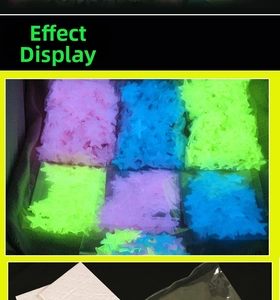 Luminous star wall stickers in pink blue and green with double-sided adhesive dots