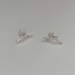 Elegant 925 sterling silver bow knot stud earrings with delicate sparkling zircon stones