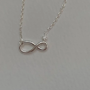 Minimalist 925 sterling silver infinity necklace with sparkling zircon stone for women