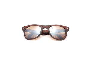 Top view of brown folding sunglasses with tea gradient lenses and matte frame finish