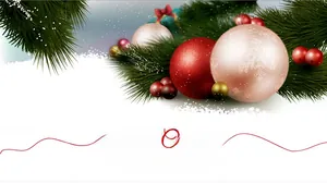 Close-up of pink snowflake ornaments and red glitter baubles with pine needles
