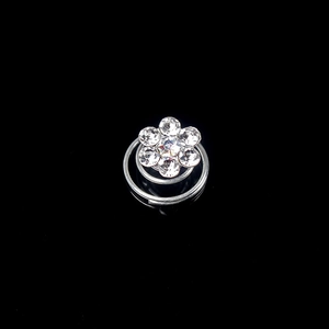 Silver flower hair screw pin with clear rhinestones for elegant bridal hairstyling