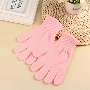 Guanti invernali in maglia rosa con polsini a coste in morbido filato acrilico unisex