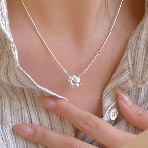 925 Sterling Silber Blumen Anhänger Halskette Mit OT Verschluss Schlangenkette Minimalistischer Schmuck Für Damen