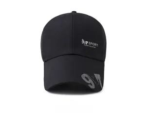 Detailed front view of black baseball cap with 97 Sport Classic Collection print